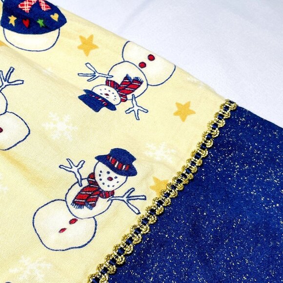 Vintage Girls Snowman Winter Christmas Holiday Peter Pan Collar Dress 4 - 6 - Picture 2 of 9